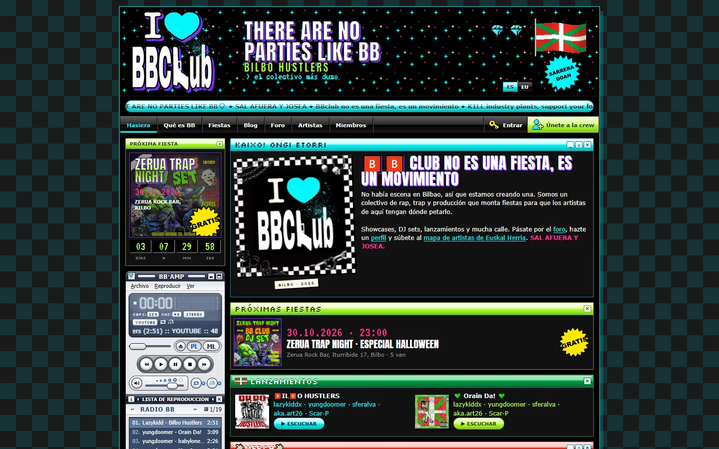 Portada de la web de BB Club en escritorio